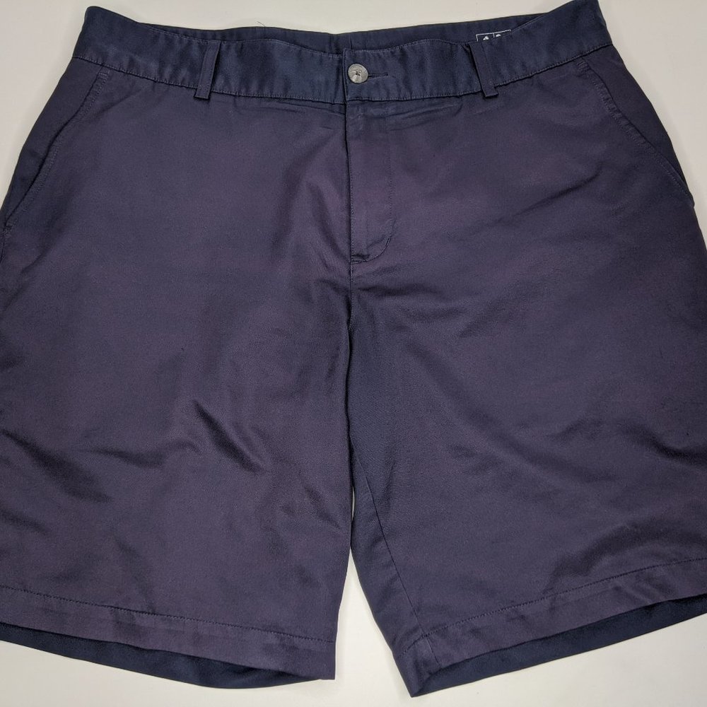 Adidas Men's Climalite Solid Blue Flat Front Short